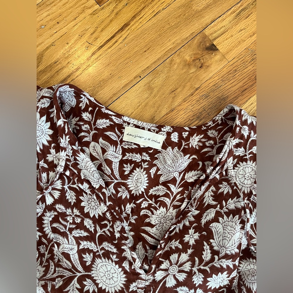 Daughters of India Kyra Balloon Sleeve Gauze Mini Dress Size Small - Picture 4 of 6